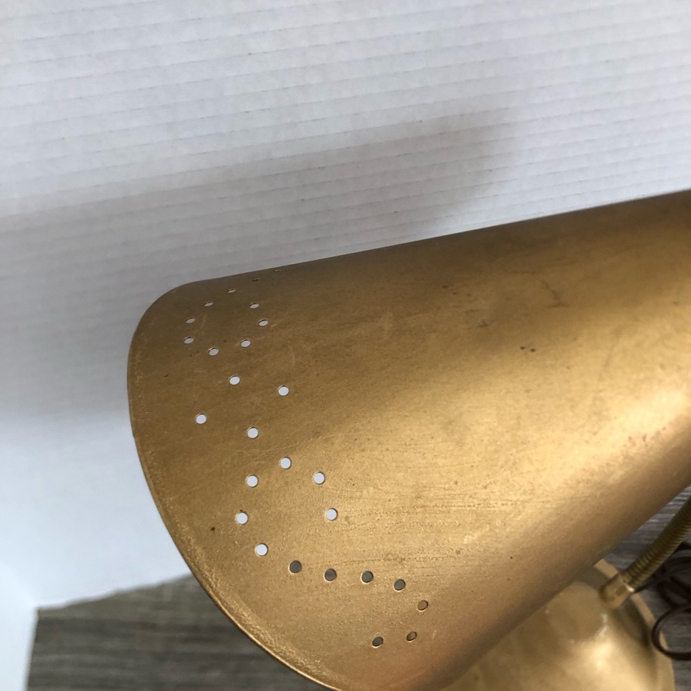Vtg MCM Gooseneck Lamp with Perforated Shade - Picture 8 of 15